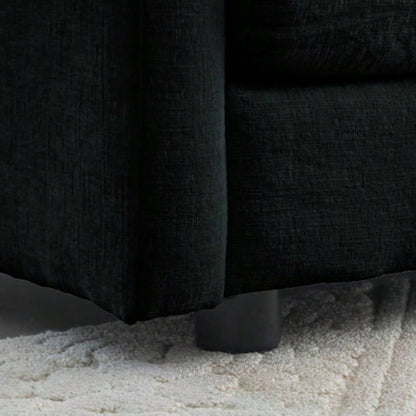 Chenille Fabric Ottomans Footrest to Combine with 2 Seater Sofa, 3 Seater Sofa and 4 Seater Sofa, Black Chenille