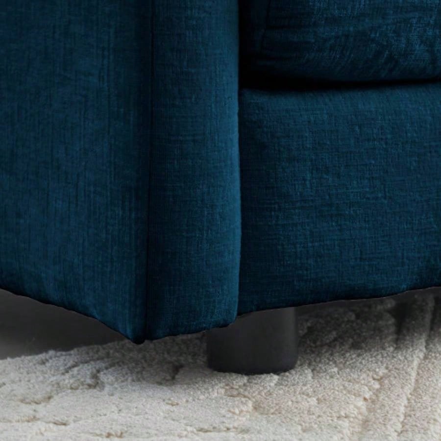 Combination Comfy Upholstery Modular Oversized L Shaped Sectional Sofa With Reversible Ottoman, Blue Chenille