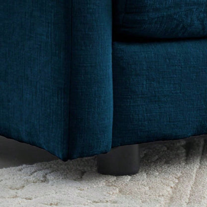 Combination Comfy Upholstery Modular Oversized L Shaped Sectional Sofa With Reversible Ottoman, Blue Chenille