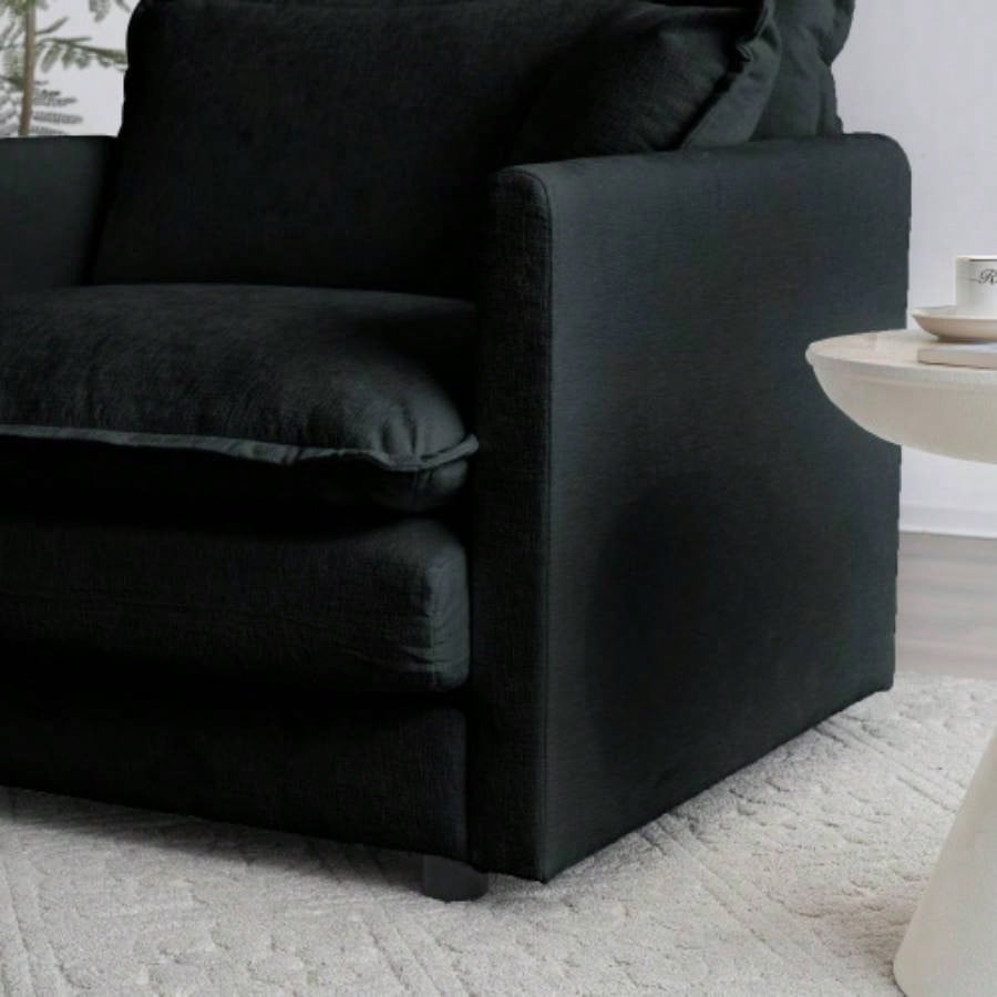 Chenille Fabric Ottomans Footrest to Combine with 2 Seater Sofa, 3 Seater Sofa and 4 Seater Sofa, Black Chenille