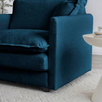 Combination Comfy Upholstery Modular Oversized L Shaped Sectional Sofa With Reversible Ottoman, Blue Chenille