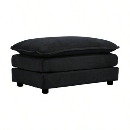 U - Shaped Sectional Sofa/Reversible Footrest, 5 - Seater Convertible Corner Couch with 2 Ottomans, Modern Minimalist Soft Sofa Couch Living Room, Black Chenille