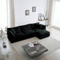 Combination Comfy Upholstery Modular Oversized L Shaped Sectional Sofa With Reversible Ottoman, Black Chenille