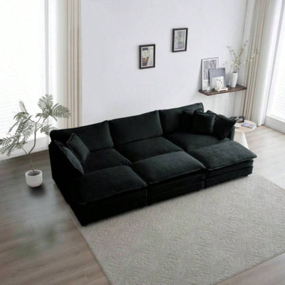 Comfortable Deep Reversible Modular 6 Seater Sectional Soft Sofa U Shaped Sectional Couch with 3 Ottomans, 3 Toss Pillows and 2 Arm Pillows