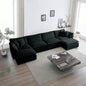 Comfort U Shaped Couch with Reversible Chaise, Modular Large U - Shape Sectional Sofa, Double Ottomans, Black Chenille