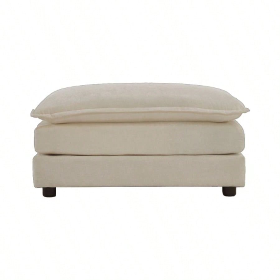 4 - Piece Upholstered Sectional Sofa, 1 - Piece of 2 Seater Sofa and 2 - Piece of Ottomans, 2 Seater Loveseat Lounge with Ottomans, Beige Chenille