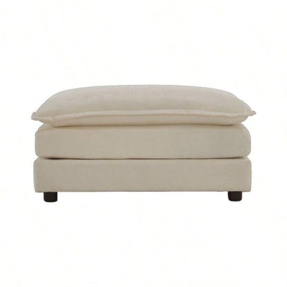 4 - Piece Upholstered Sectional Sofa, 1 - Piece of 2 Seater Sofa and 2 - Piece of Ottomans, 2 Seater Loveseat Lounge with Ottomans, Beige Chenille