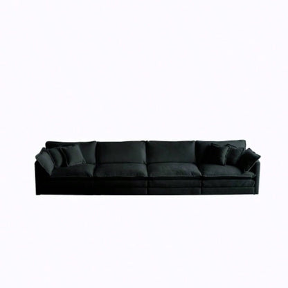 Comfort U Shaped Couch with Reversible Chaise, Modular Large U - Shape Sectional Sofa, Double Ottomans, Black Chenille