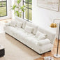 Cloud Couch Sectional Sofa Living Room, Chenille 2 Seater Sofa with 2 Lumbar pillows and 2 throw pillows, Upholstered Wide Arm Sofa with Convertible Ottoman, Chenille White