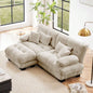 Cloud Couch 2 Seater Sofa Living Room, Chenille 2 - sofa with 2 Lumbar pillows and 2 throw pillows, Chenille White
