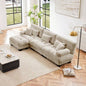 Cloud Couch Sectional Sofa Living Room, Chenille 2 Seater Sofa with 2 Lumbar pillows and 2 throw pillows, Upholstered Wide Arm Sofa with Convertible Ottoman, Chenille White