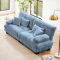 Cloud Couch Sectional Sofa Living Room, Chenille 2 Seater Sofa with 2 Lumbar pillows and 2 throw pillows, Upholstered Wide Arm Sofa with Convertible Ottoman, Chenille White