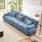 Cloud Couch 2 Seater Sofa Living Room, Chenille 2 - sofa with 2 Lumbar pillows and 2 throw pillows, Chenille White