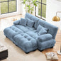 Cloud Couch Sectional Sofa Living Room, Chenille 2 Seater Sofa with 2 Lumbar pillows and 2 throw pillows, Upholstered Wide Arm Sofa with Convertible Ottoman, Chenille White