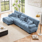 Cloud Couch Sectional Sofa Living Room, Chenille 2 Seater Sofa with 2 Lumbar pillows and 2 throw pillows, Upholstered Wide Arm Sofa with Convertible Ottoman, Chenille White