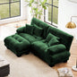 Cloud Couch Sectional Sofa Living Room, Chenille 2 Seater Sofa with 2 Lumbar pillows and 2 throw pillows, Upholstered Wide Arm Sofa with Convertible Ottoman, Chenille White