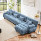 Cloud Couch Sectional Sofa Living Room, Chenille 2 Seater Sofa with 2 Lumbar pillows and 2 throw pillows, Upholstered Wide Arm Sofa with Convertible Ottoman, Chenille White