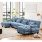 Cloud Couch Sectional Sofa Living Room, Chenille 2 Seater Sofa with 2 Lumbar pillows and 2 throw pillows, Upholstered Wide Arm Sofa with Convertible Ottoman, Chenille White