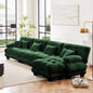 Cloud Couch Sectional Sofa Living Room, Chenille 2 Seater Sofa with 2 Lumbar pillows and 2 throw pillows, Upholstered Wide Arm Sofa with Convertible Ottoman, Chenille White