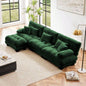 Cloud Couch Sectional Sofa Living Room, Chenille 2 Seater Sofa with 2 Lumbar pillows and 2 throw pillows, Upholstered Wide Arm Sofa with Convertible Ottoman, Chenille White