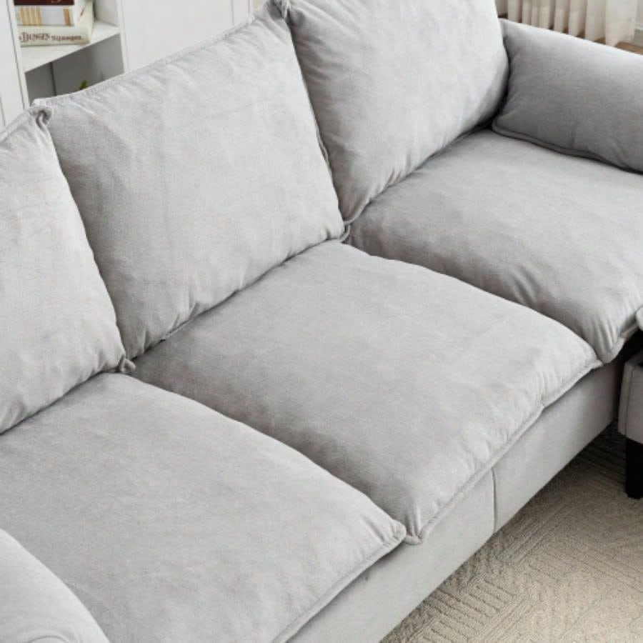 Convertible Combination Sofa Sofa L - Shaped Sofa with Footstools with Storage, Beige Sofa Living Room, Living Room/Bedroom/Office/Small Space 3 - Seater Combination Sofa - Beige