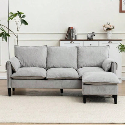 Convertible Combination Sofa Sofa L - Shaped Sofa with Footstools with Storage, Beige Sofa Living Room, Living Room/Bedroom/Office/Small Space 3 - Seater Combination Sofa - Beige