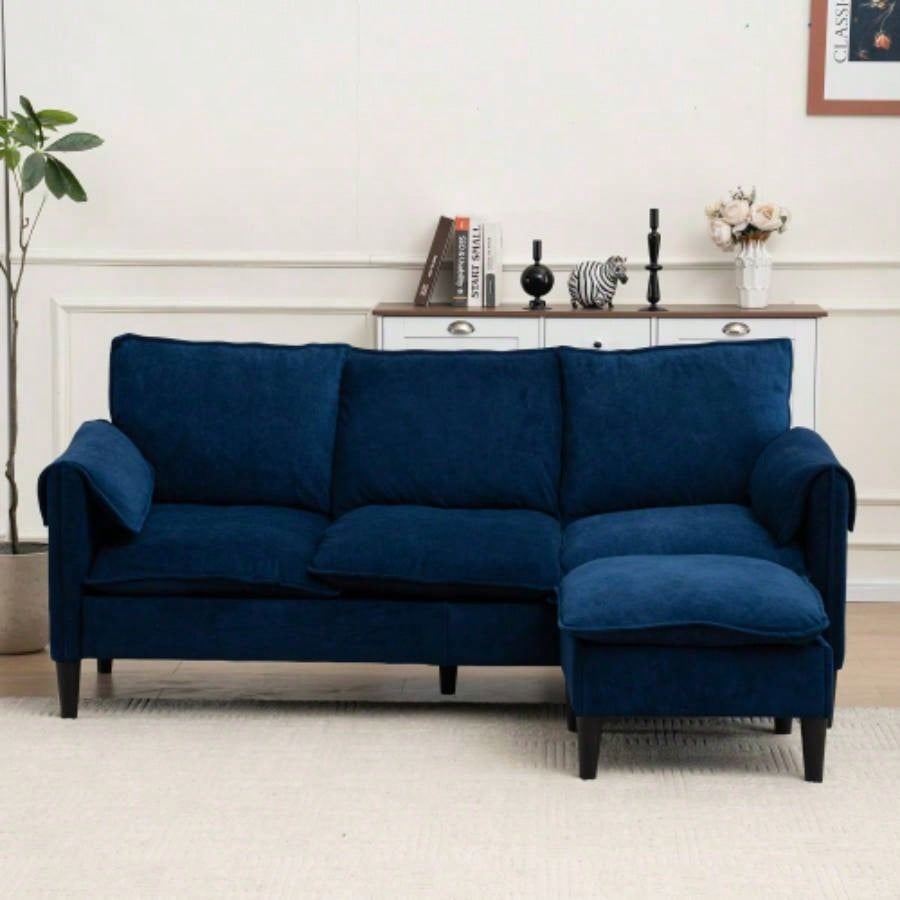 Convertible Combination Sofa Sofa L - Shaped Sofa with Footstools with Storage, Beige Sofa Living Room, Living Room/Bedroom/Office/Small Space 3 - Seater Combination Sofa - Beige