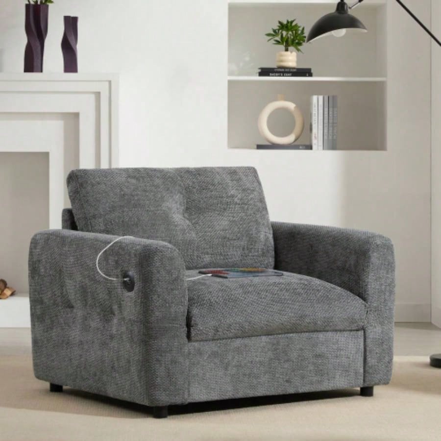 42*33 Single Sofa, Armchair with Wide, Dual - port, Pull - line Tufted Design, High - density Foam, Suitable Living Room Apartment, Chenille, 2 Colors