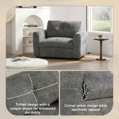42*33 Single Sofa, Armchair with Wide, Dual - port, Pull - line Tufted Design, High - density Foam, Suitable Living Room Apartment, Chenille, 2 Colors