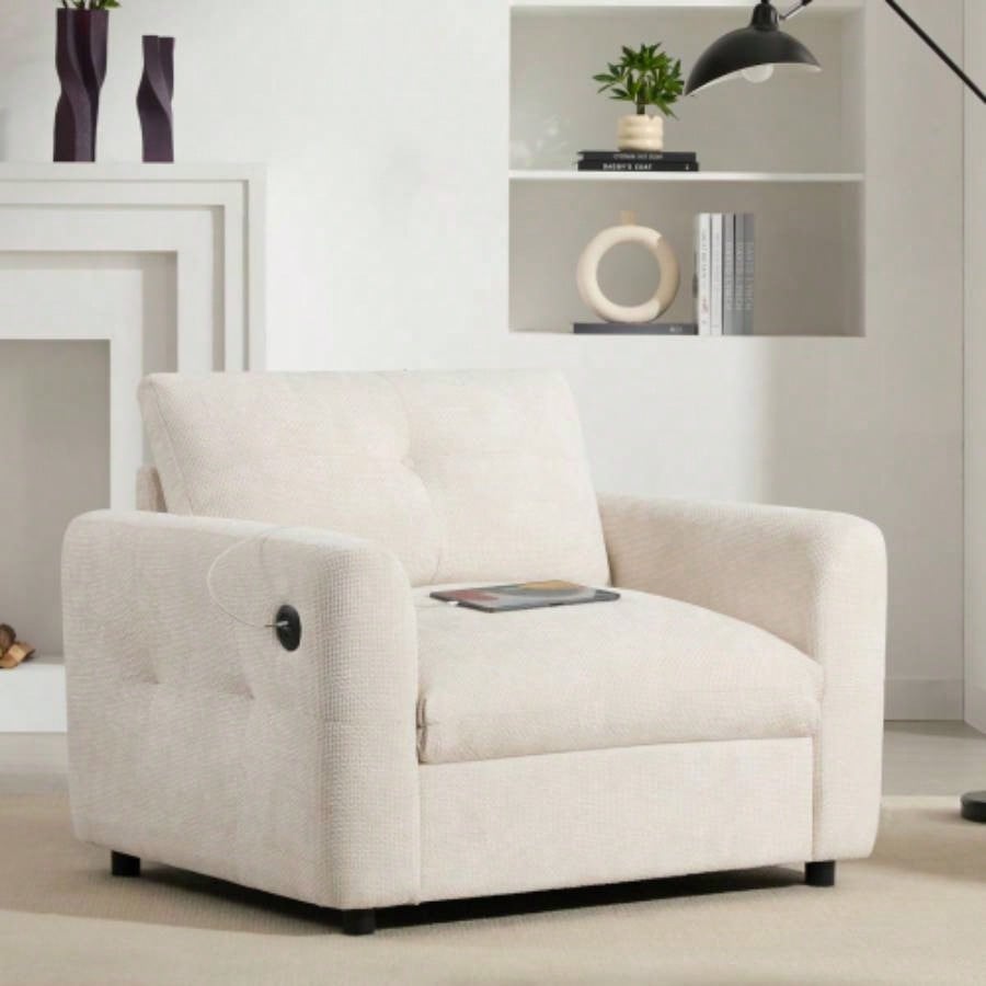 42*33 Single Sofa, Armchair with Wide, Dual - port, Pull - line Tufted Design, High - density Foam, Suitable Living Room Apartment, Chenille, 2 Colors