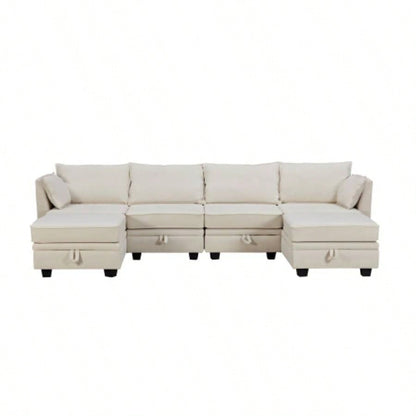 UStyle Modern Large U - Shape Modular Sectional Sofa, Convertible Sofa Bed with Reversible Chaise Living Room, Storage