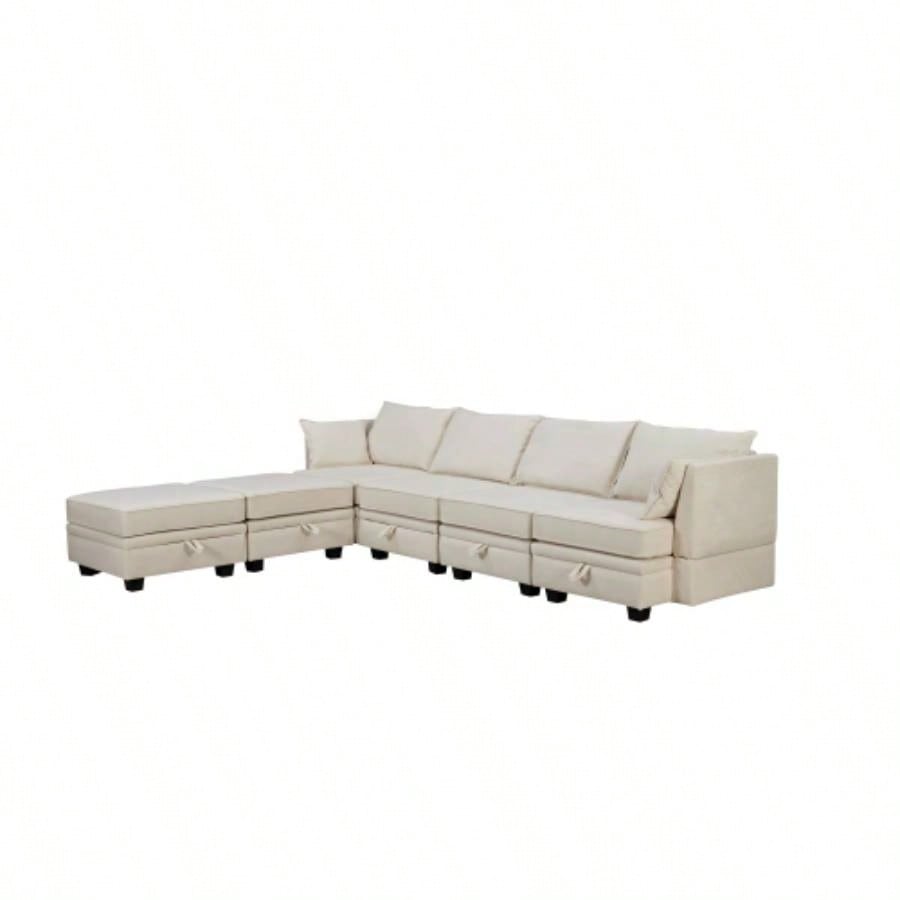 UStyle Modern Large U - Shape Modular Sectional Sofa, Convertible Sofa Bed with Reversible Chaise Living Room, Storage