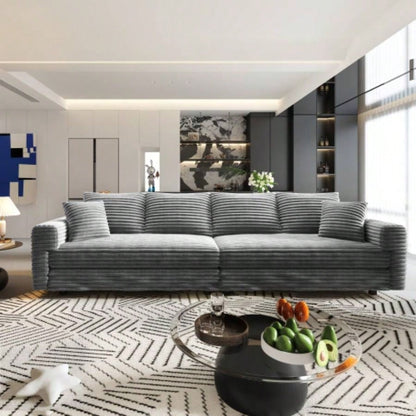 102.4 Plush Corduroy 4 - Sofa, Modern Comfy Upholstered Sofa Cloud Couch, Deep Couches with Soft Pillows and 2 Ottomans, Convertible Sofa Lounge Chair, Living Room, Apartment, Office,
