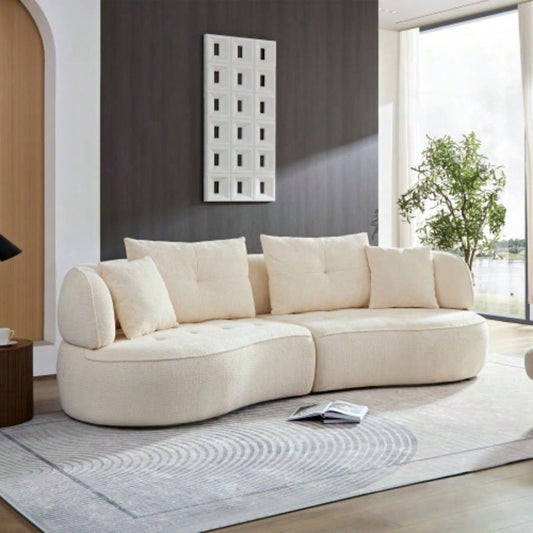 WKS7W White, 4 - modular sofa, durable fabric, solid wood frame, high density sponge cushion, 4 pillows