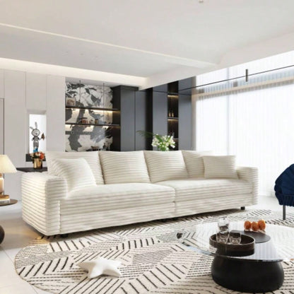 102.4 Plush Corduroy 4 - Sofa, Modern Comfy Upholstered Sofa Cloud Couch, Deep Couches with Soft Pillows and 2 Ottomans, Convertible Sofa Lounge Chair, Living Room, Apartment, Office,