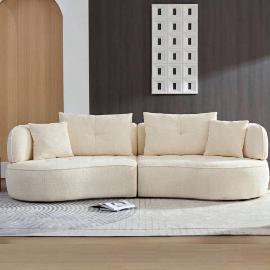 WKS7W White, 4 - modular sofa, durable fabric, solid wood frame, high density sponge cushion, 4 pillows