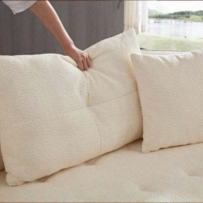 WKS7W White, 4 - modular sofa, durable fabric, solid wood frame, high density sponge cushion, 4 pillows