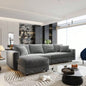 102.4 Plush Corduroy 4 - Sofa, Modern Comfy Upholstered Sofa Cloud Couch, Deep Couches with Soft Pillows and 2 Ottomans, Convertible Sofa Lounge Chair, Living Room, Apartment, Office,