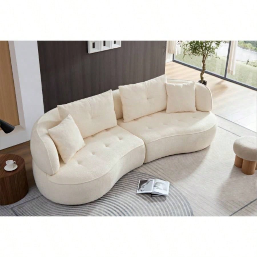 WKS7W White, 4 - modular sofa, durable fabric, solid wood frame, high density sponge cushion, 4 pillows