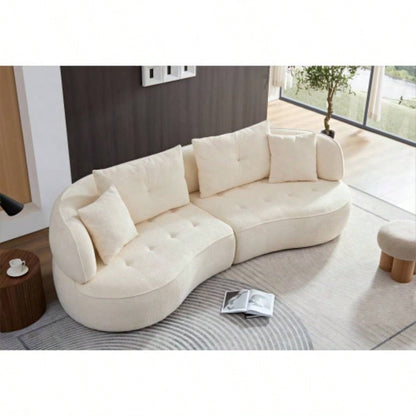 WKS7W White, 4 - modular sofa, durable fabric, solid wood frame, high density sponge cushion, 4 pillows