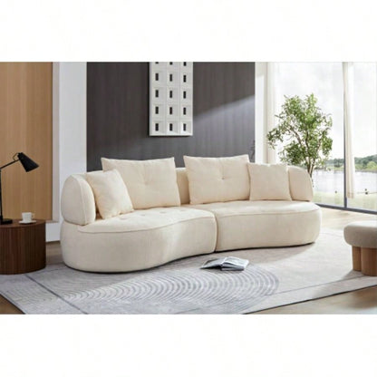 WKS7W White, 4 - modular sofa, durable fabric, solid wood frame, high density sponge cushion, 4 pillows