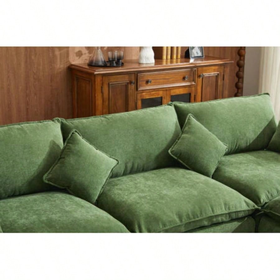 Modular Sectional Sofa, 3 - Seater Sofa, Modern L - Shaped Sofa Living Room Bedroom Apartment, Green