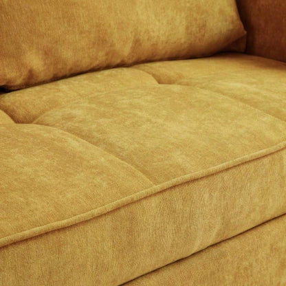 VIDEO providedChenille fabric pull - out sofa bed, sleeper loveseat couch with adjustable armrests - Yellow