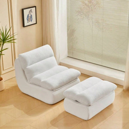 Modern Compressed Lounge Chair with Ottoman, Cozy Corduroy Recliner Small Spaces, Living Room, or Bedroom