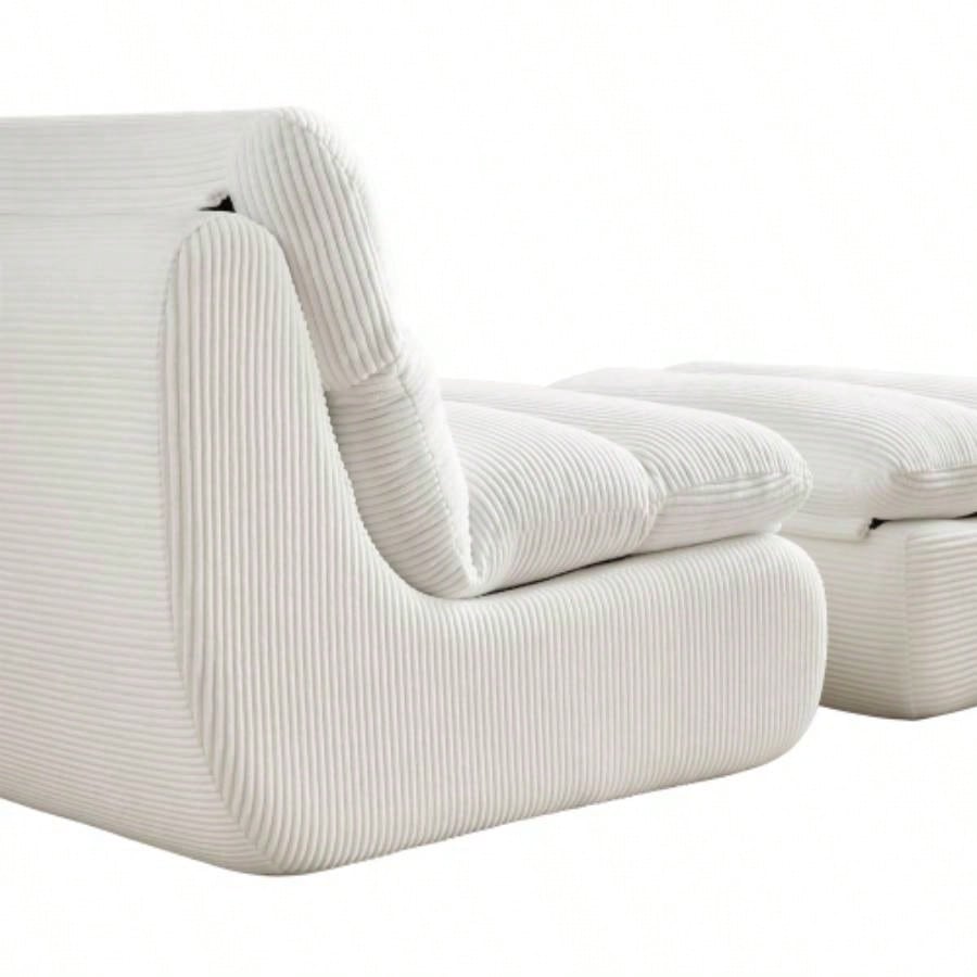 Modern Compressed Lounge Chair with Ottoman, Cozy Corduroy Recliner Small Spaces, Living Room, or Bedroom