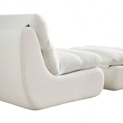 Modern Compressed Lounge Chair with Ottoman, Cozy Corduroy Recliner Small Spaces, Living Room, or Bedroom