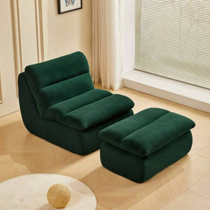 Modern Compressed Lounge Chair with Ottoman, Cozy Corduroy Recliner Small Spaces, Living Room, or Bedroom