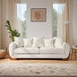 Modern Elegant Design 3 Seater Sofa with Wooden, Comfortable Lambswool 5 Pillows Living Room, Bedroom, Apartment, Black