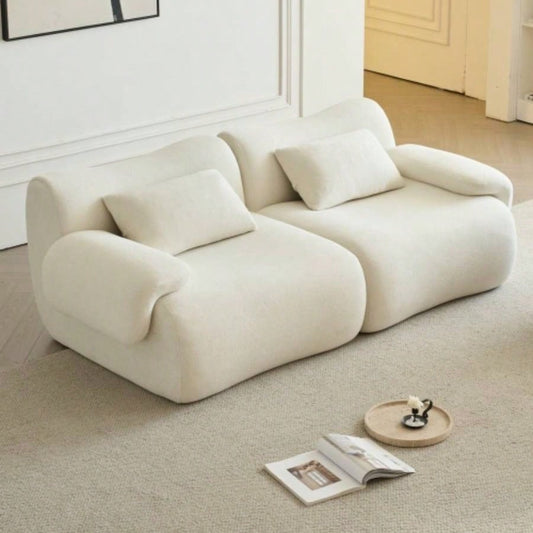 Sofa in a Box, Foam 2 - Seater Couch, Modern Compression Sofa with Deep, No Assembly Required, Couch Living Room Bedroom Apartment, White