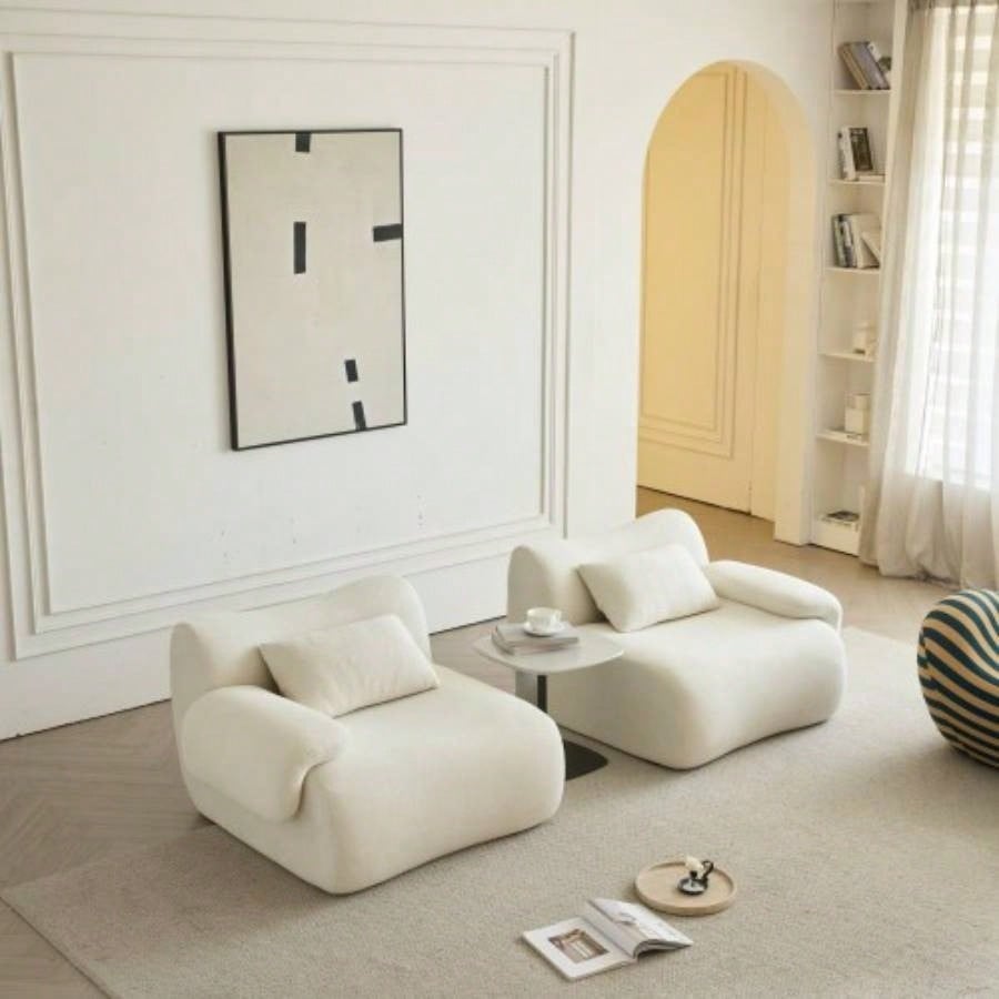 Sofa in a Box, Foam 2 - Seater Couch, Modern Compression Sofa with Deep, No Assembly Required, Couch Living Room Bedroom Apartment, White